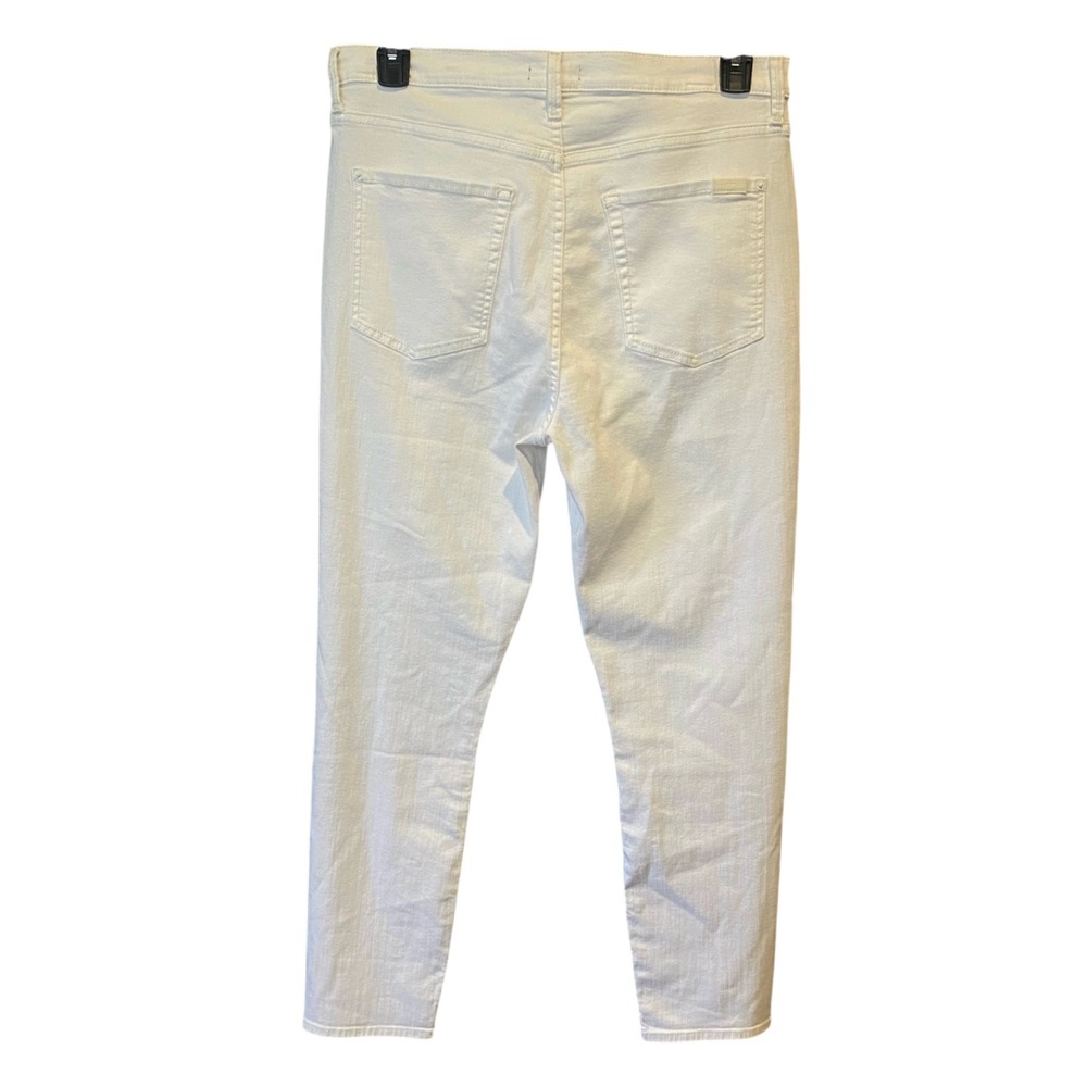 7 For All Mankind High Waist Ankle White Distressed Skinny Jeans Womens Size 32 - Picture 2 of 16